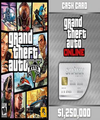 Grand Theft Auto V GTA V & Great White Shark Cash Card, Multilanguage, Rockstar Social Club